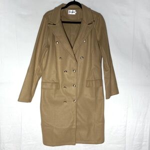 Flex Supply Tan Double Breasted Lightweight Pea Coat S